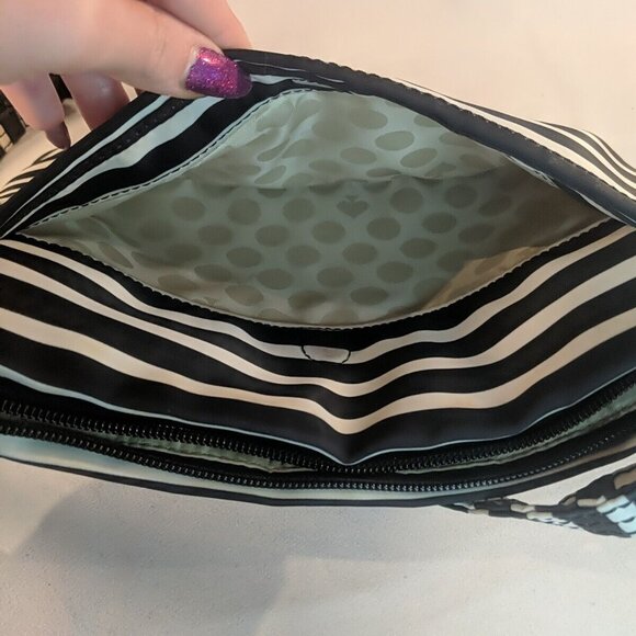 Kate Spade Flatiron Cammy Striped Nylon Shoulder Bag Purse Black White Crossbody - Picture 13 of 16